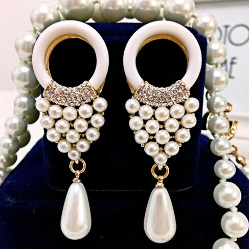 

New Arrival June Elegant Long Pearl Dangle Drop Earrings Fashion Jewelry for Women Evening Dress Accessories