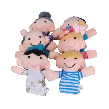 hot 6pcs Finger Family Puppets Set Mini Plush Baby Toy Boys Girls Finger Puppets Educational
