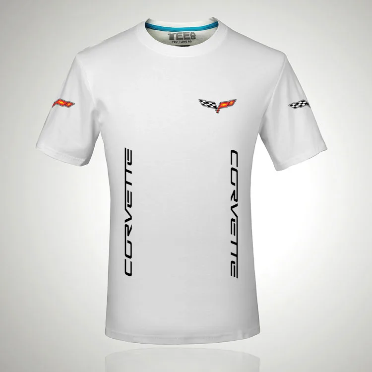 Хлопковая футболка с коротким рукавом Chevrolet corvette logo t shirt Повседневная футболка с принтом Специальная футболка с принтом - Цвет: Белый