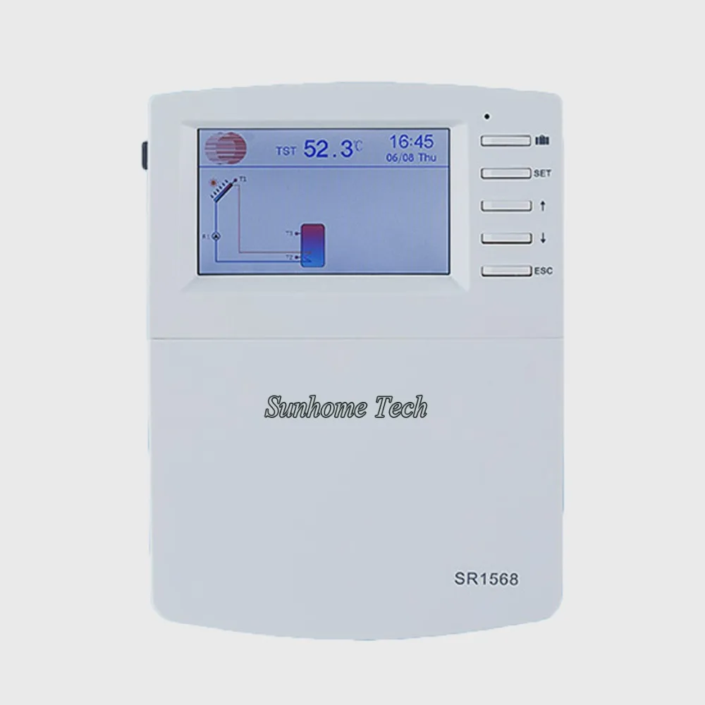 

SR1568 Solar Water Heating System Controller with 7sensors, Internet Access Data Storage Thermostat Function RPM Speed Control