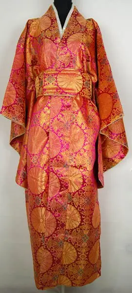 Ярко-розовый Винтаж японский Для Женщин Сатин, полиэстер кимоно ropa Mujeres japonesas юката платье Цветок Один размер Бесплатная доставка H0013