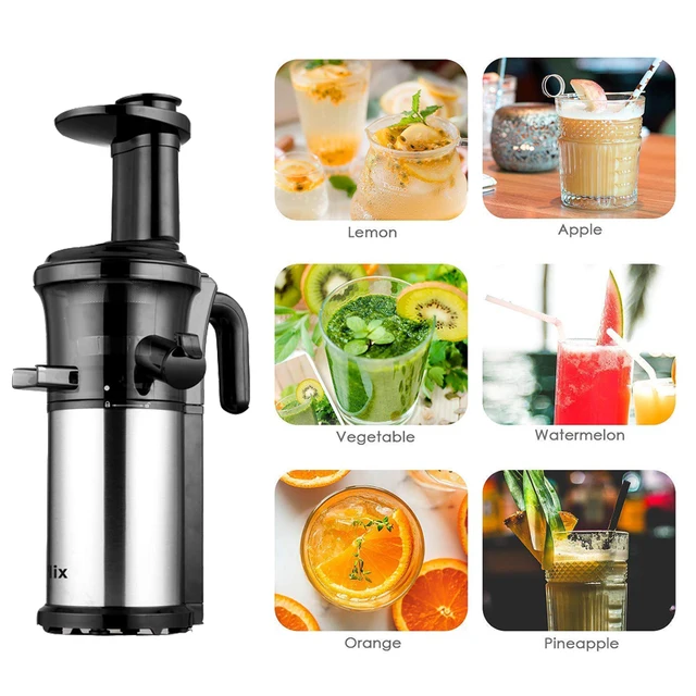 BPA FREE Stainless Steel 200W Masticating Slow Juicer Fruit and Vegetable Juice Extractor Compact Cold Press Juicer Machine 5