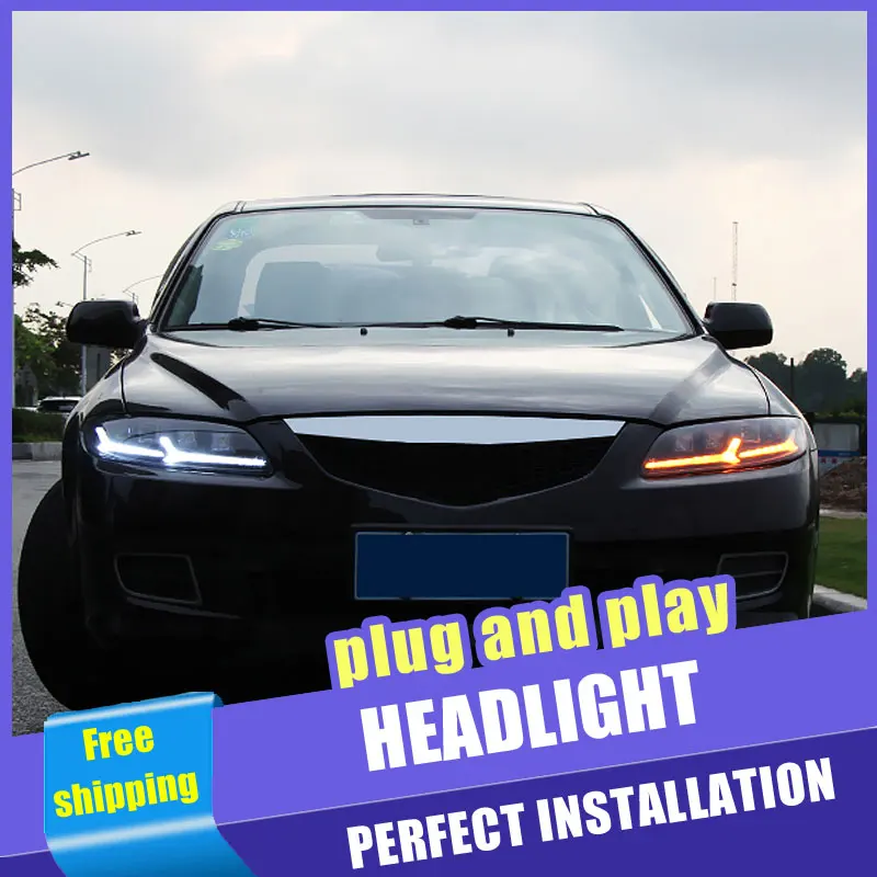  2PCS Car Style all-LED headlights for Mazda 6 2003-2008 for 6 head lamp LED DRL Lens Double Beam H7 - 33054081231