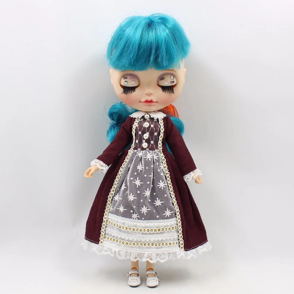 Blyth doll ледяной коричневый платье с цветком головной убор