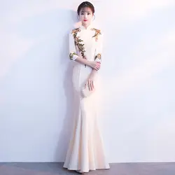 Модная Свадебная вечеринка Чонсам «рыбий хвост» Восточное вечернее платье, пикантное длинное китайское Стильное женское элегантное Qipao