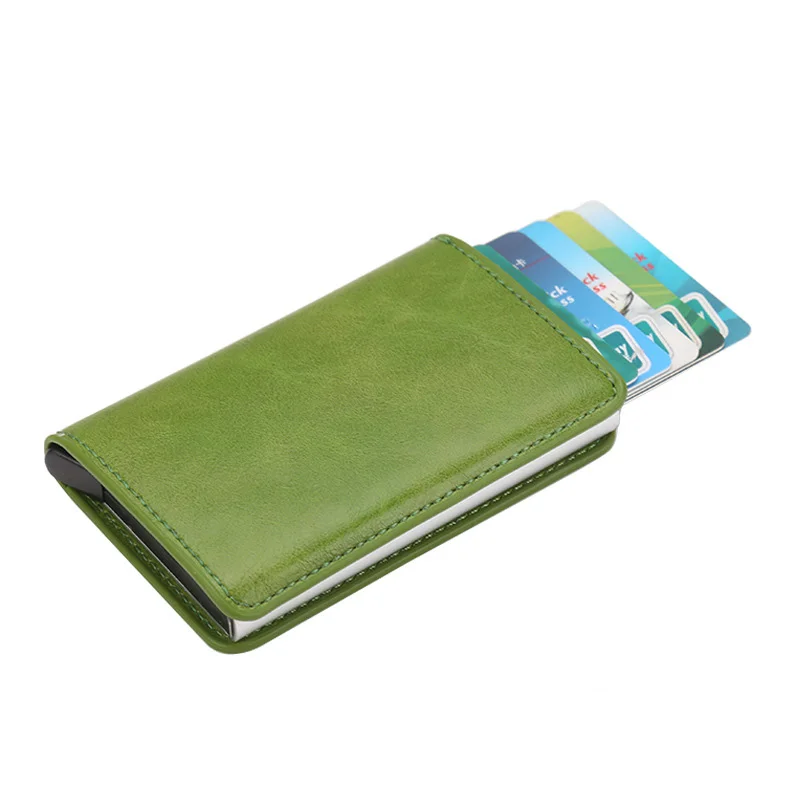 Высококачественный чехол для визитных карточек, мужской держатель для карт s, модный автоматический RFID держатель для карт, алюминиевые кошельки для банковских карт - Цвет: B Green