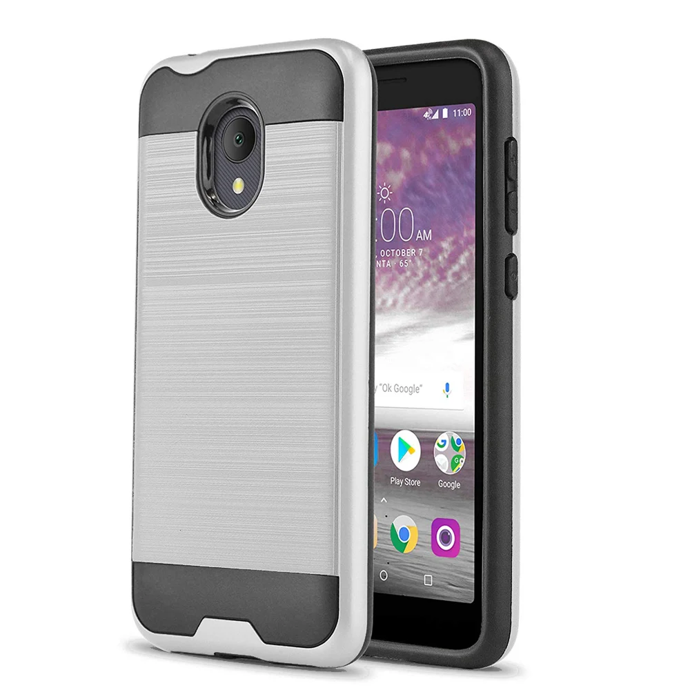 

For Alcatel 1X Evolve /IdealXtra 5059R /TCL LX A502DL Case 2 In 1 Soft TPU & Hard Back Hybrid Brushed Armor Case Anti Drop Cover