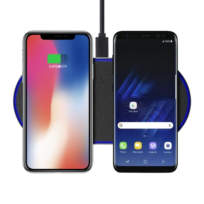 

10W Dual Qi Wireless fast Charger for iPhone X 8 XR XS Samsung S10 S9 Note 10 9 8 huewei P30 P30pro phone Wireless Charging Pad