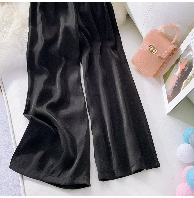 Wide Leg Satin Silk Pants Women Trousers High Waisted Elegant Summer Solid Color Wide Leg Pants Women Satin Trousers Loose New