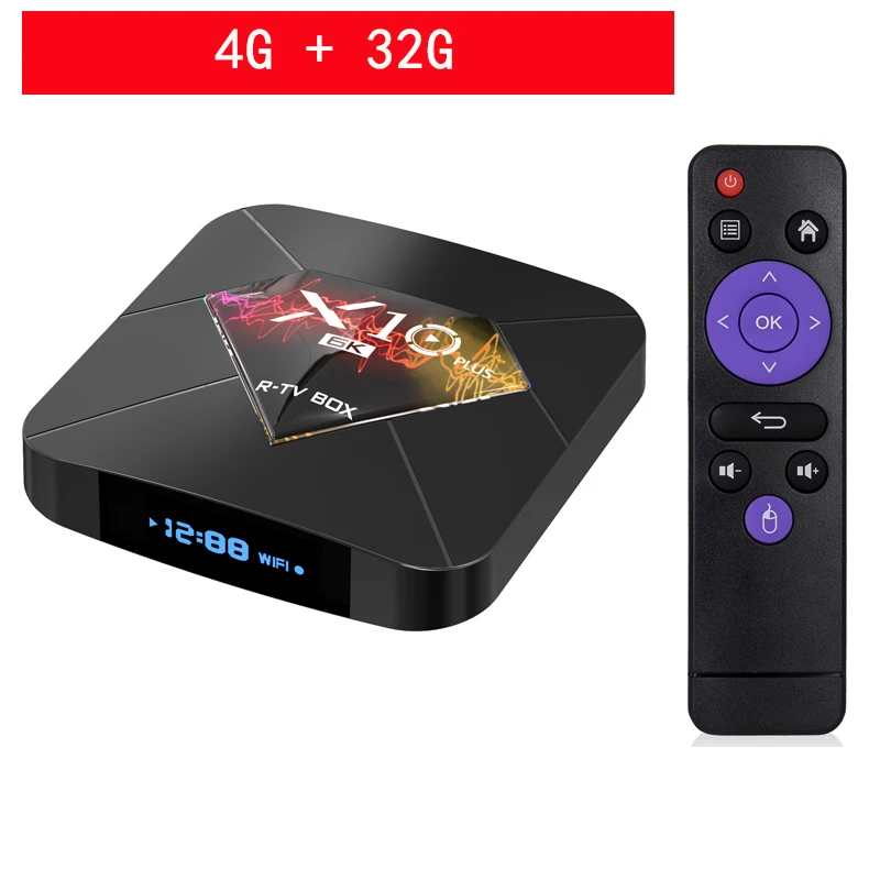 R-tv BOX X10 Plus ТВ приставка Android 9,0 смарт-приставка Allwinner H6 4GB 32 GB/64 GB 2,4G Wifi 6K H.265 медиаплеер PK X96 MAX - Цвет: 4G 32G TV BOX