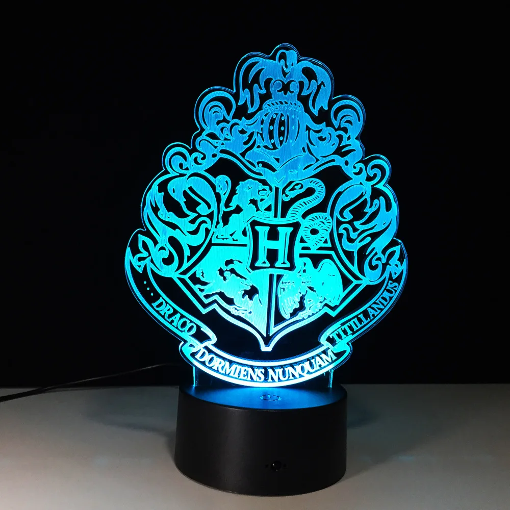 

3D Harry Potter LED Lamp Hogwarts Discoloration Magic School Night Light Decor Linternas 7 Colors RGB Table Lamp