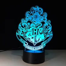 3D Harry Potter LED Lamp Hogwarts Discoloration Magic School Night Light Decor Linternas 7 Colors RGB Table Lamp