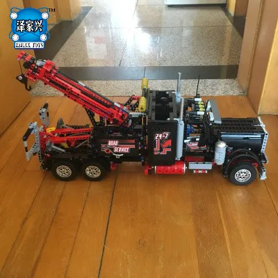 

1877Pcs New LEPINS Technic Series Pneumatic Tow Truck 3D Model Building Kits Blocks Bricks Figures Toys Gift