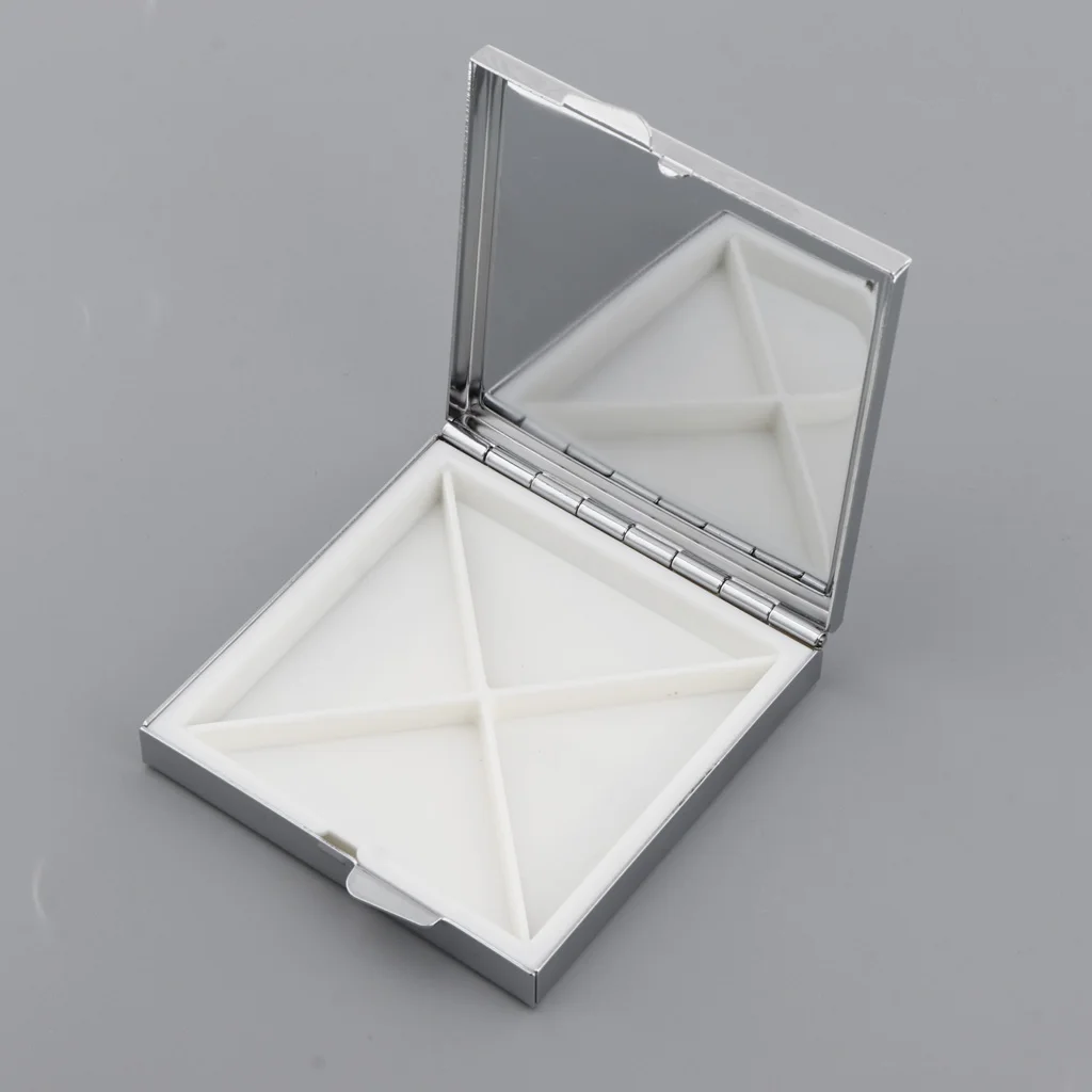 Travel 4 Compartments Dispenser Case Vitamin Storage Container Pill Box Tablet Organizer Pot W/ Makeup Mirror Holder
