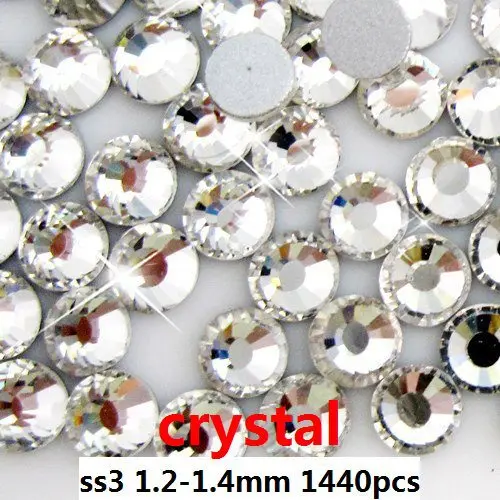 Non Hotfix Crystal Rhinestones For Nail Art Decoration 1440pcs ss3 1.3-1.5mm Crystal Clear Color Round Strass Stones Diy Garment