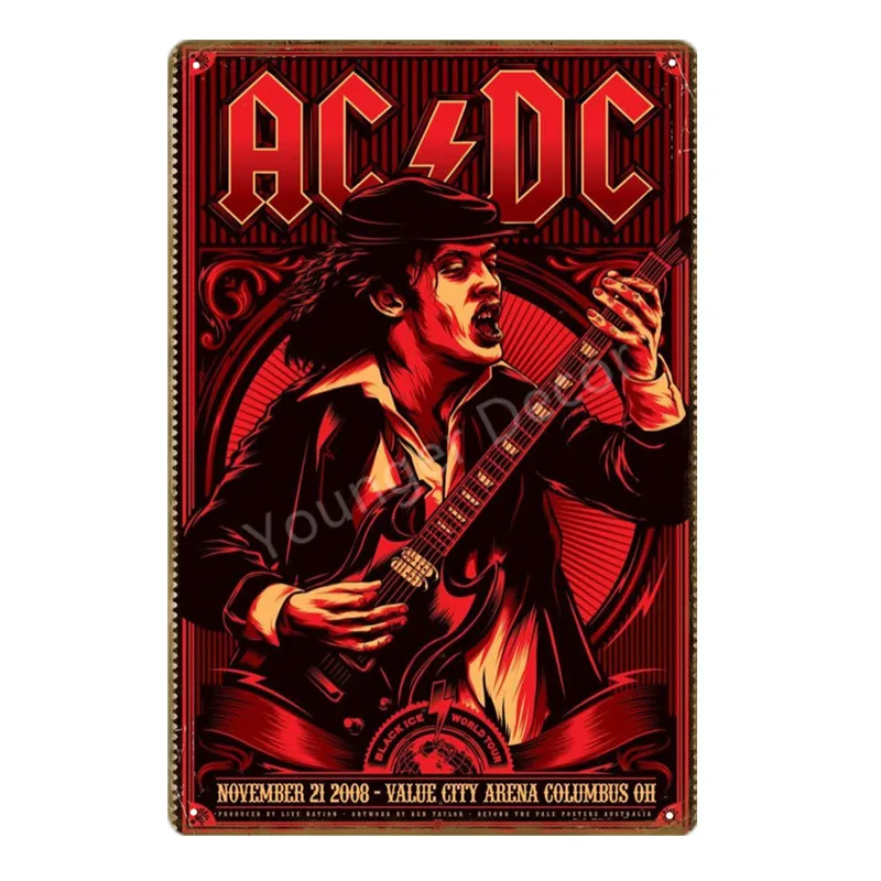 Группа acdc музыкальный бар клуб реклама табличка металлическая Оловянная вывеска Винтаж Домашний декор Искусство ремесло подарок плакат стены AC/наклейки DC YD021 - Цвет: YD0445