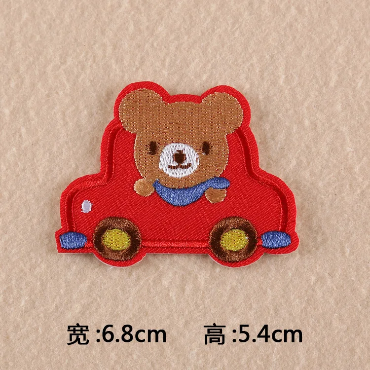 Мультяшный медведь мальчик девочка и полицейский автомобиль Железный На заплатках кружевная ткань патч для одежды