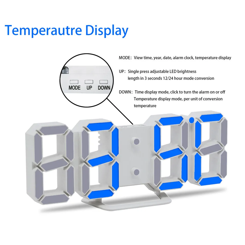 СВЕТОДИОДНЫЙ Цифровой 3D Настольный Будильник Повтор Настольные часы 24 или 12 часов дисплей часы ночные настенные часы 4 цвета Декор Прямая поставка 314 Вт
