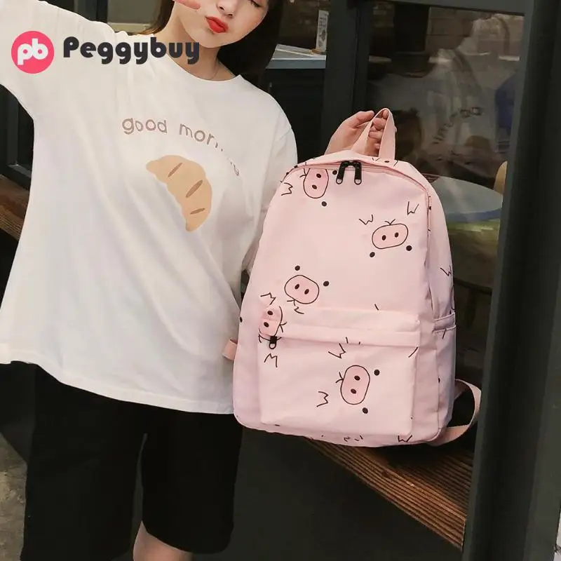 Милый рюкзак с мультяшным принтом для женщин и девочек, Большой Вместительный школьный нейлоновый рюкзак, красивые холсты, рюкзак с мультяшным принтом, школьные сумки