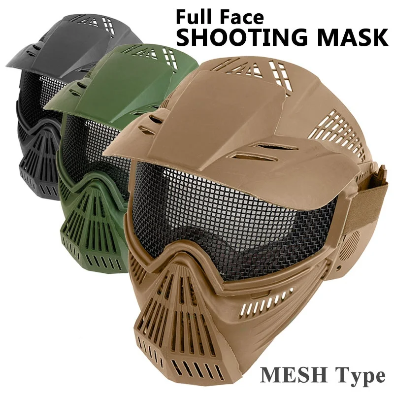 

Airsoft Paintball Full Face Metal Steel Mesh Goggle Mask Hunting Accessories Shooting Wargame Military Army Tactical Masks