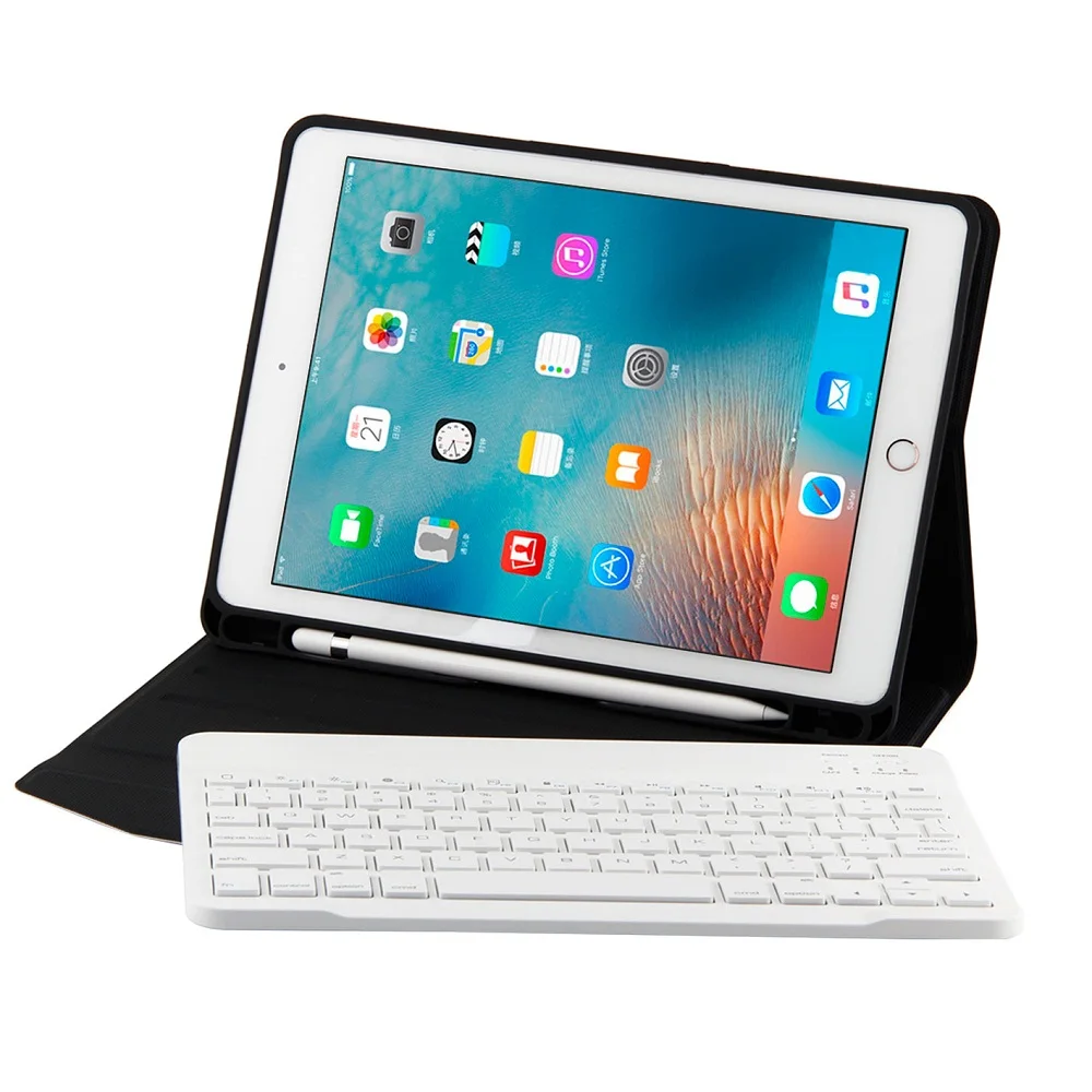  Ultra thin Wireless Bluetooth Keyboard With Pencil Holder Case Cover For iPad Air 1 2 iPad 2017 201