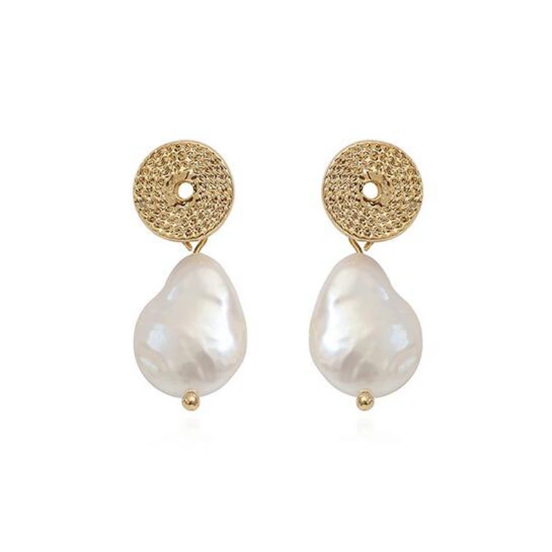 

Vintage Irregular Freshwater Pearl Dangle Earrings Women Brincos Geometric PUNK Round Drop Earring Wedding Party Jewelry Gift