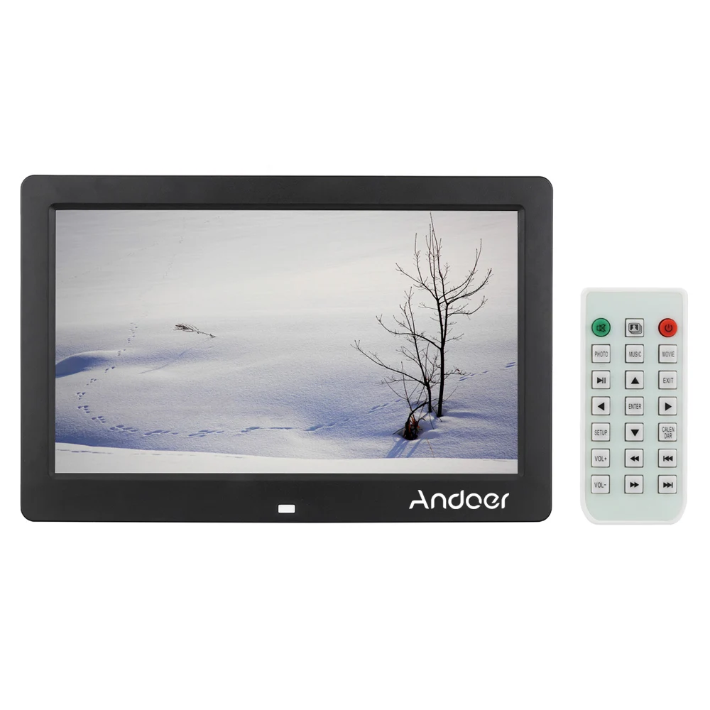 Andoer 10," ЖК-дисплей Цифровая фоторамка Будильник MP3 MP4 игрок кино 1024*600 HD с дистанционным управление фоторамка