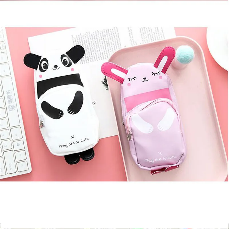 ПУ водонепроницаемый макияж кисти сумка для девочек косметичка Kawaii Панда Кролик молния карандаш сумка дорожная сумка органайзер