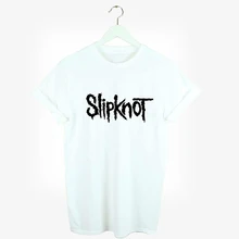 Metal Music Slipknot Letter Print White Short Sleeve Tshirt Women Tshirt Harajuku TShirts Streetwear Rock Punk Heavy Metal