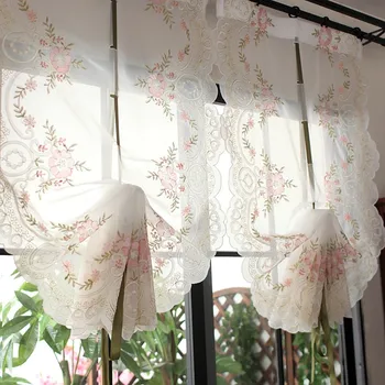 

1pcs/lot High grade Korean style pastoral gold line embroidery adjustable height home decoration balloon curtains for bedroom