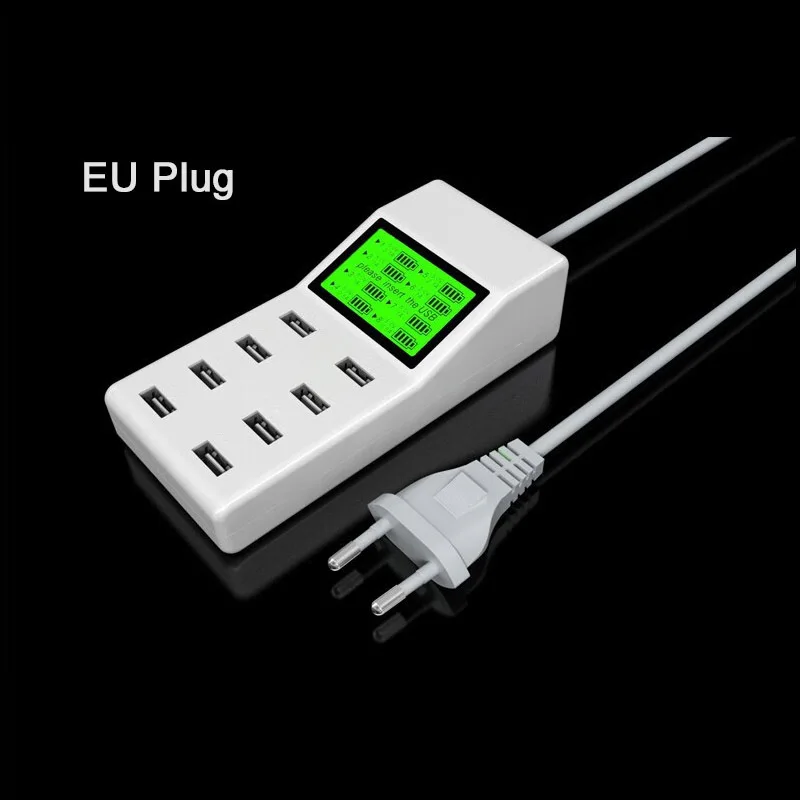 Адаптер питания с вилкой для ЕС Великобритании США быстрая зарядка 8 USB портов