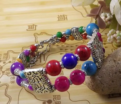 

Hot sell Noble- N1506 Hot! Fashion handmade Tibetan Silver Jewelry Beads (A0427) Chain Bracelets 5PC