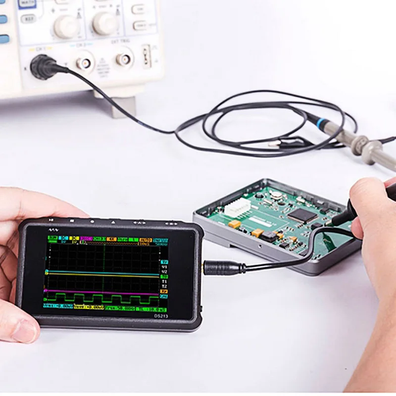 

Mini DSO Digital Oscilloscope USB Handheld DSO213 Pocket Size 2 Analog Channel 1000m AH Lipo battery Bandwidth Oscilloscopes