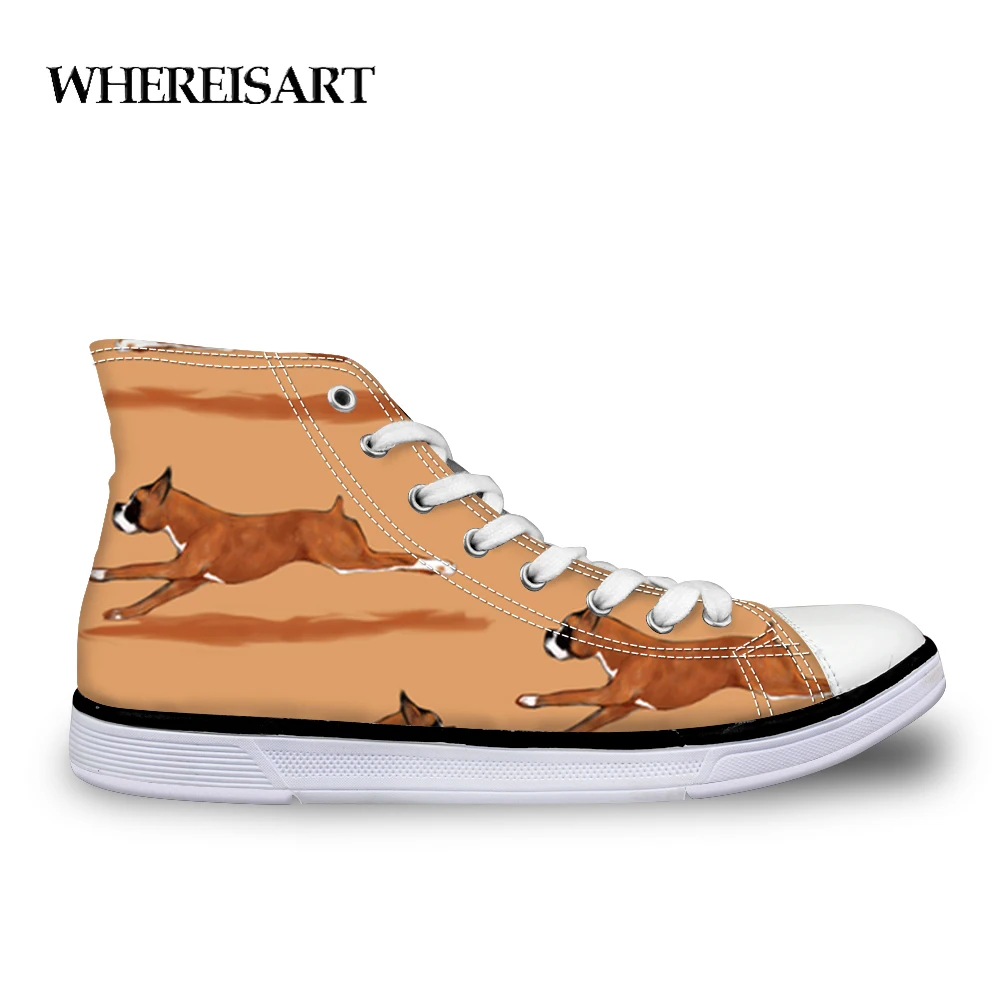 

WHEREISART 2019 Women Vulcanize Shoes Casual Sneakers Boxer Dog Pattern Lace-Up Flat Trainers Female Zapatos Vulcanizados New