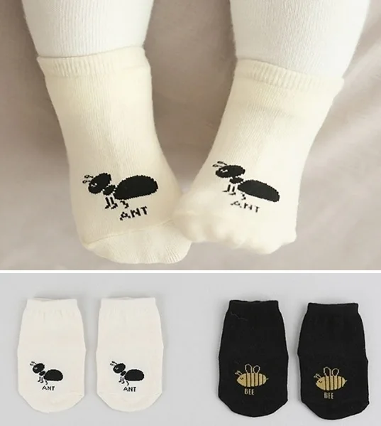 Bee, носки с рисунками животных для малышей, Ant, белые носки с защитой от кораблей, милые хлопковые детские аксессуары для новорожденных мальчиков и девочек 0-4 лет, Meias