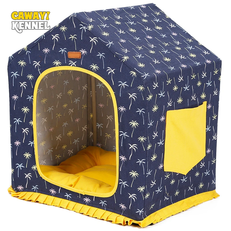 

CAWAYI KENNEL Washable Canvas Dog Pet House Products Detachable Bed For Dogs Cats Small Animals Beautiful House Perrer D1539