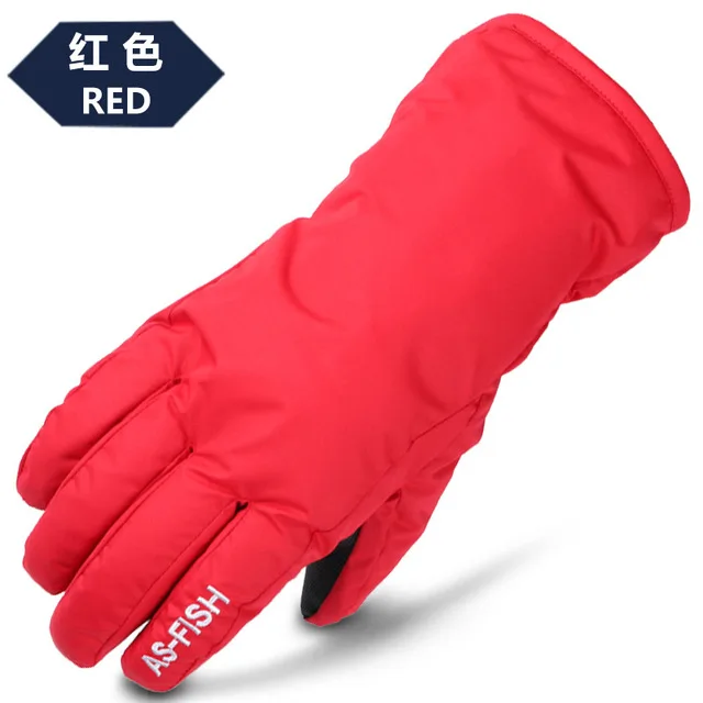 Как рыба лыжные перчатки Сноуборд перчатки Снегоход Мотоцикл езда зимние перчатки сохраняющие тепло ветрозащитные водонепроницаемые зимние перчатки унисекс - Цвет: Red