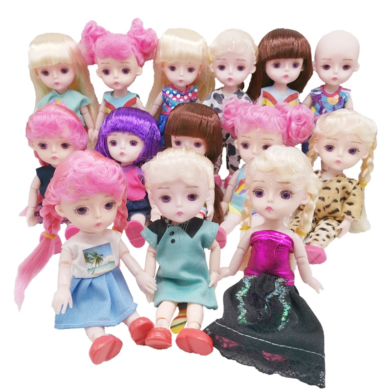 

Cute 16cm Girl Dolls 3D Purple Eyes 13 Movable Jointed Naked Nude Body Clothes Mini Baby Girls Toys Doll for Gifts