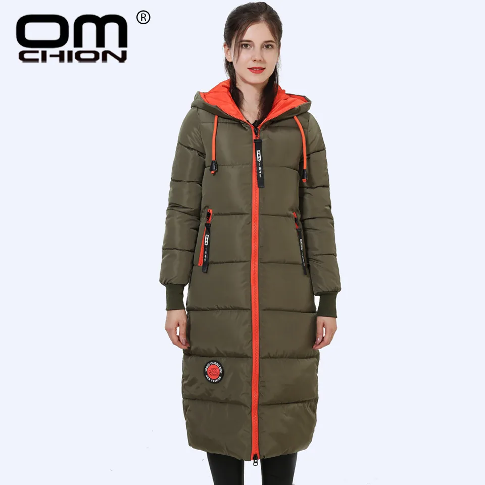 

OMCHION New 2017 Autumn Winter Hooded Coat Girls Long Slim Size Jacket Thick Down Padded Coat Korean Epailet Casual Parka LR30