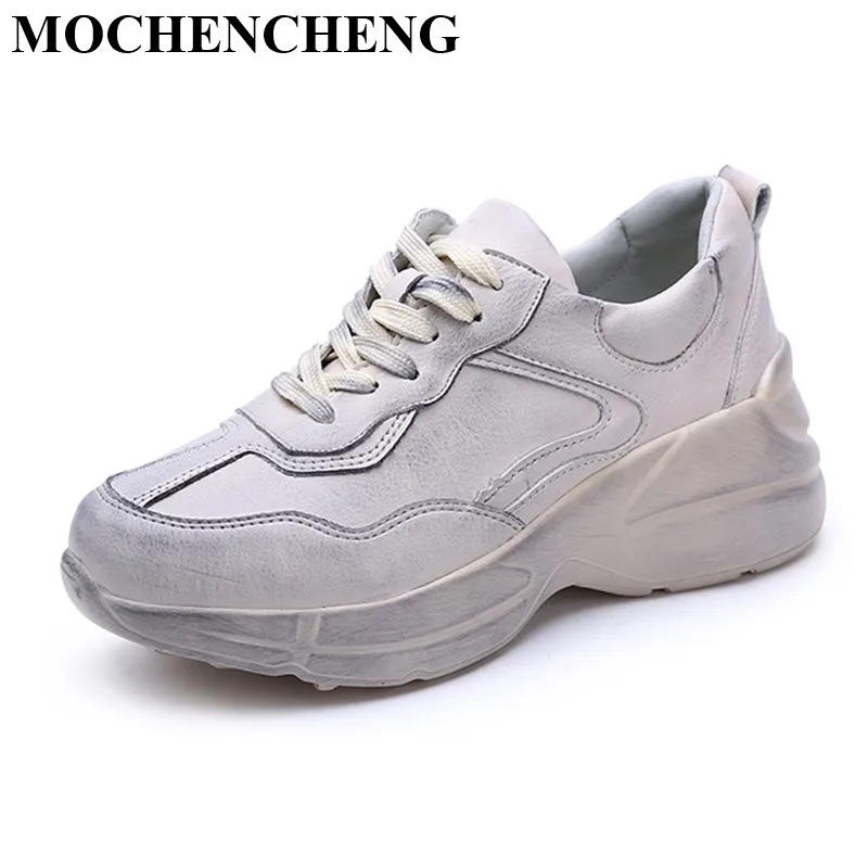 

New Retro Women Lace-up Casual Shoes with Platform Flat Wedges Heel Spring Fashion Dirty Leisure Shoes Height Increasing Z26