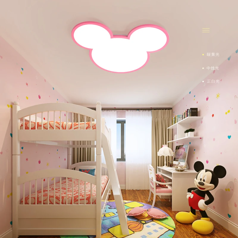 

White or Pink Color Mickey Modern Led Ceiling lights lamp for Children Room Kid Room Deco Surface Mounted Ceiling Lamp fixtures