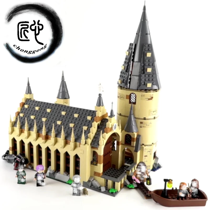 

New Harry Movie Hogwarts Great Wall Set fit legoings Harry Potter castle figures Building Blocks bricks Model 75952 Kid Toy Gift
