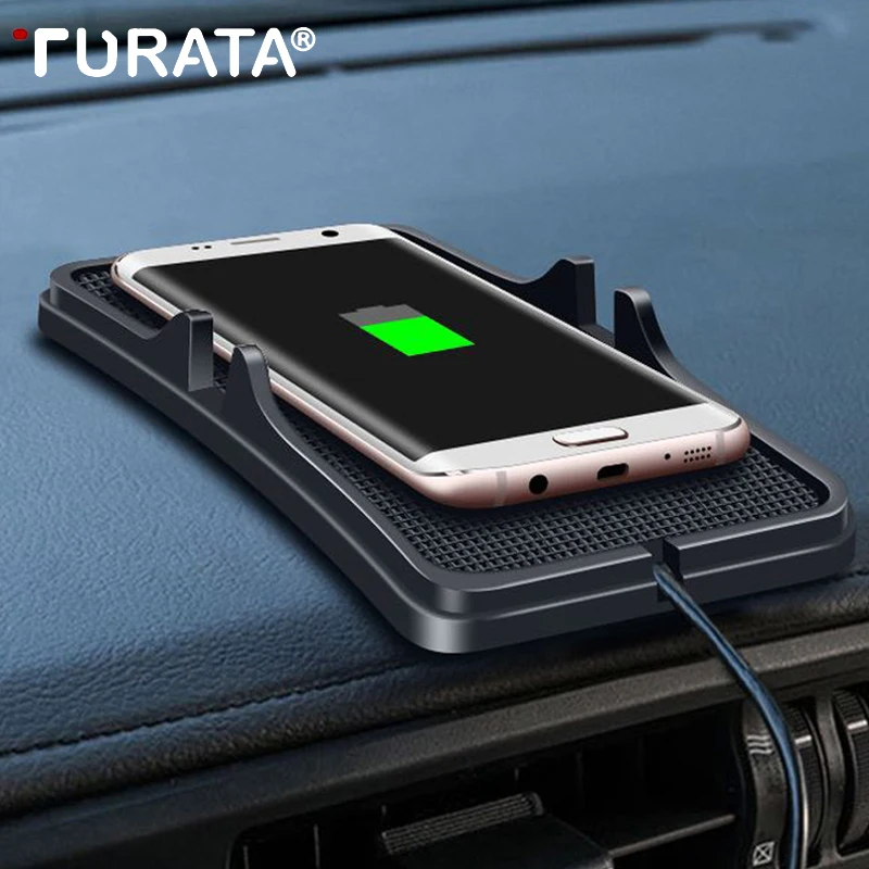 

TURATA Qi Wireless Car Charger Pad for iPhone 8 10 X 7 6 6S Plus Samsung S6 S7 S8 Stand 5V/1A Charging Dock Mobile Phone Holder