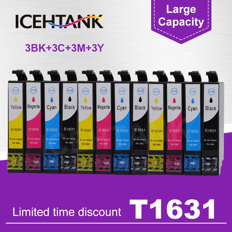 

3 Set 16 16XL Compatible ink Cartridge for Epson WorkForce WF 2010 2510 2520 2530 2540 2750 2760 Printer Cartridges T1631 T1621