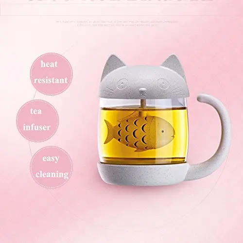 Cute Cat Milk Coffee Mug Water Glass Cup Tea Mug with Fish Tea Strainer Filter Tea Cups Home Office Cup for Fruit Juice Cute Cat Milk Coffee Mug Water Glass Cup Tea Mug with Fish Tea Strainer Filter Tea Cups Home Office Cup for Fruit Juice