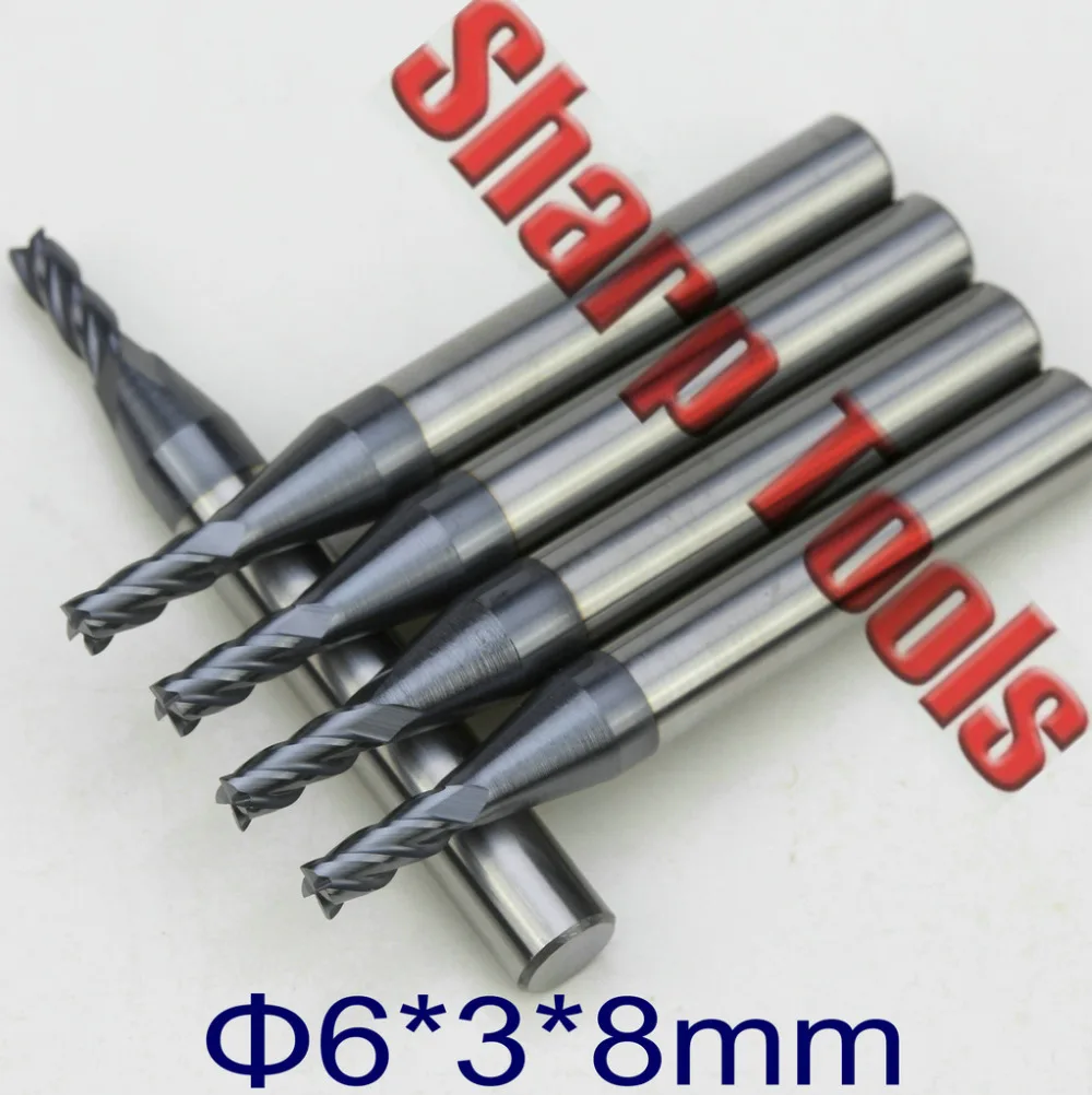 

HRC50 6x3x8mm 4 Flute Flat Endmill CNC Router Tool Bits in Steel Cutting FAST 5pcs/set CNC End Mill Solid Carbide Cutter Bit