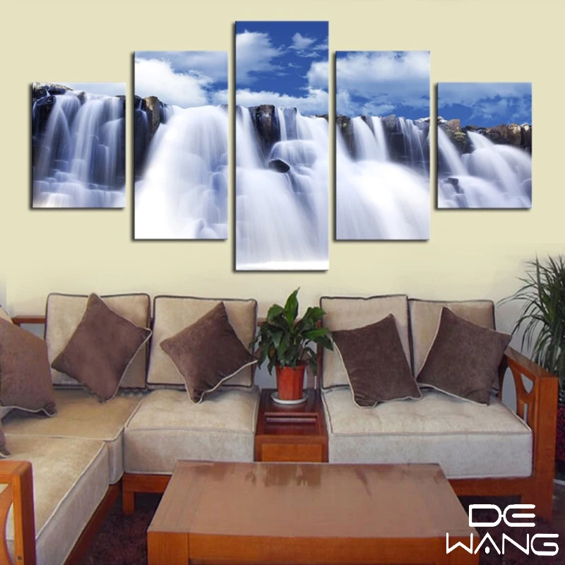 5 Piece Canvas Frame Modern Abstract White Niagara falls Canvas Art ... 5 Piece Canvas Frame Modern Abstract White Niagara falls Canvas Art ...