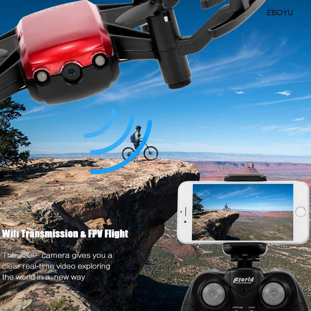 EBOYU F21W F21G Florld IELLO 720P Мини WiFi FPV Радиоуправляемый Дрон, удерживающий высоту, селфи-Дрон с управлением с приложением, Радиоуправляемый квадрокоптер, Дрон RTF