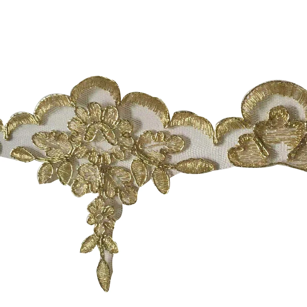 10 Yard Gold Elastic Embroidery Lace Trim Ribbon DIY Handmade Sewing