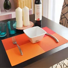 Whq 4 pçs/pçs/set placemats pvc tapete de mesa bloco cor jantar almofadas de disco coasters mantel napperon 30*45cm barra placa tapete de lugar(China)